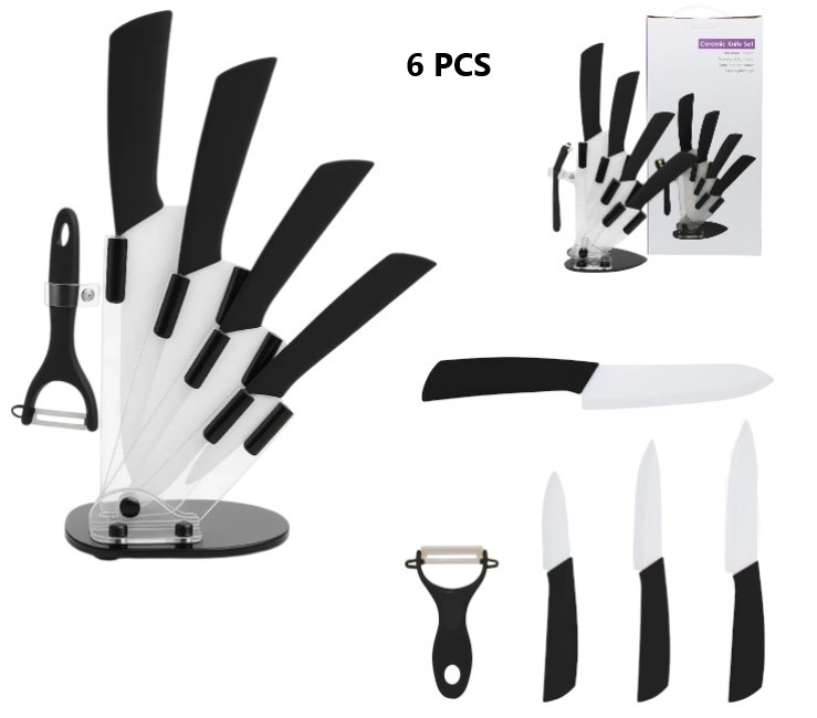 SET DE CUCHILLOS DE CERAMICA C/BASE