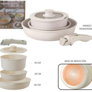 BATERIA DE COCINA C/MANGO DESMONTABLE