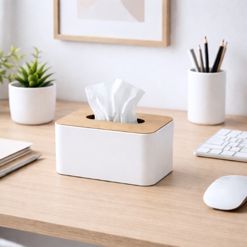 SOPORTE PARA PAÑUELOS TAPA DE BAMBU