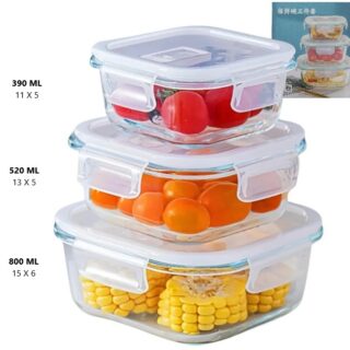 TAPPER DE VIDRIO HERMETICO CUADRADO X3