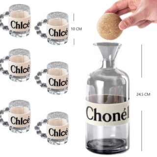SET DE TAZAS Y BOTELLA DE VIDRIO 7PCS