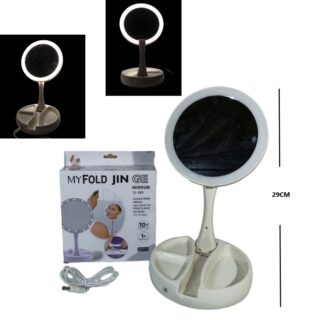 ACC0106 ESPEJO DOBLE C/LUZ LED A PILA Y CON CABLE