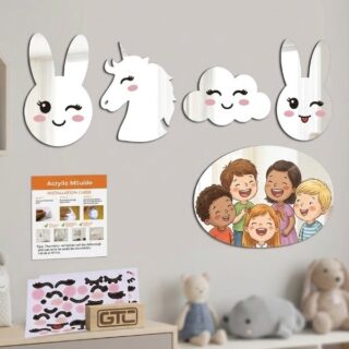 Espejo infantil decorativo con formas y stickers RWH0167