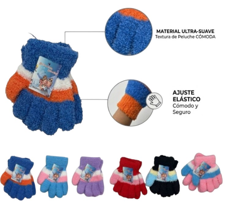 GUANTE POLAR PARA NIÑOS COLORES SURTIDOS PACK X12