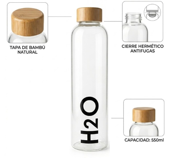 BOTELLA DE VIDRIO H2O