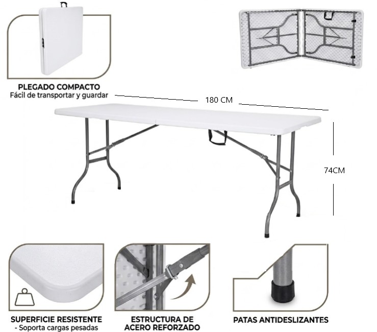 MESA DE CAMPING PLEGABLE BLACA