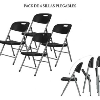 SILLA PLEGABLE COLOR NEGRO PACK X 4