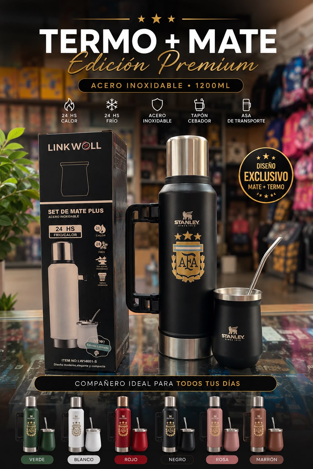 KIT TERMO STANLEY AFA MATE + BOMBILLA 1.2L _______