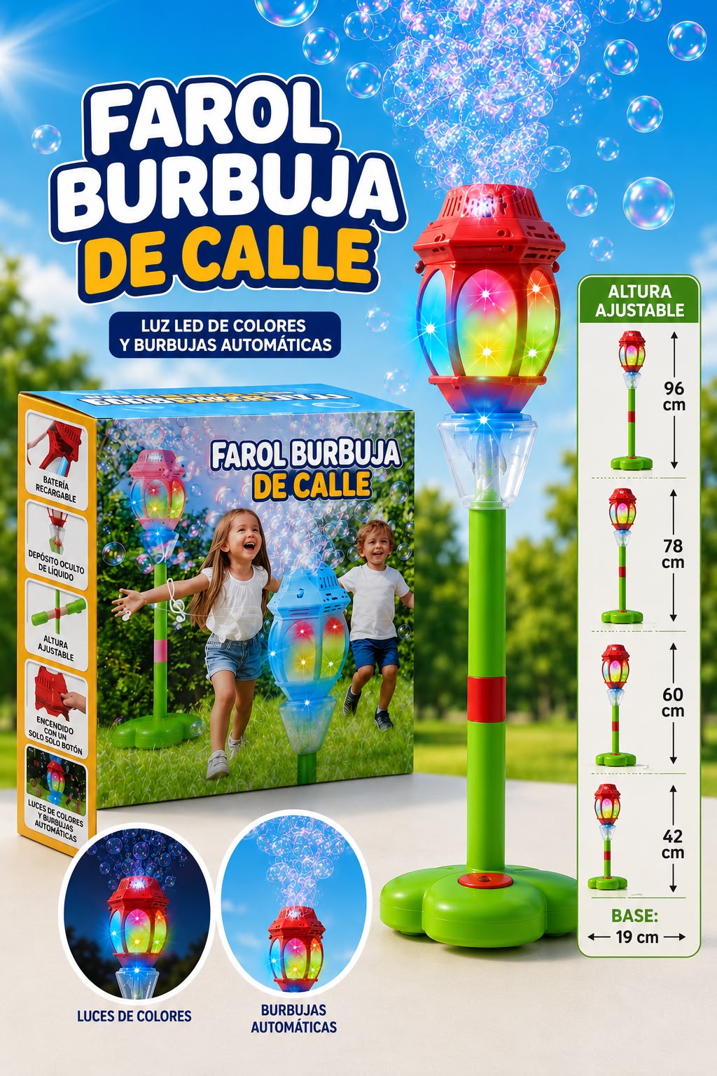 BURBUJERO FAROL DE LUZ RECARGABLE ________________