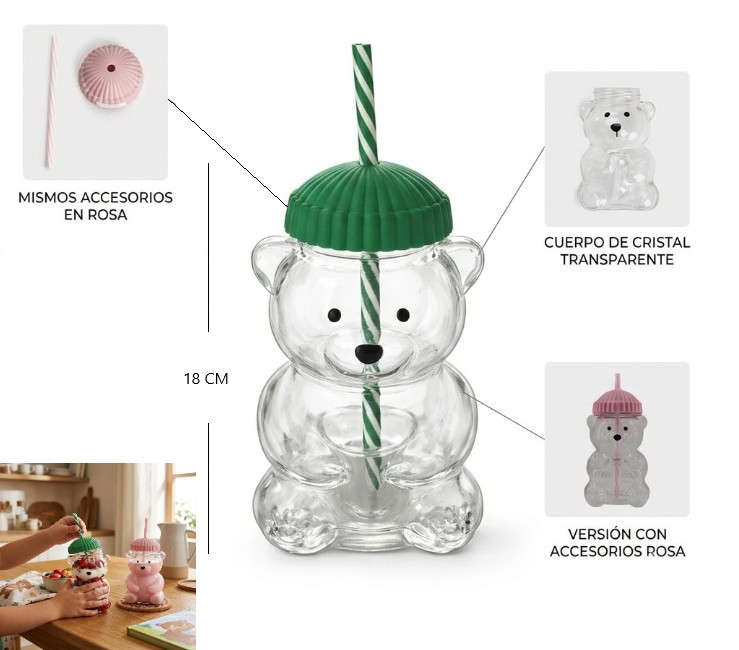 VASO DE VIDRIO OSO BARISTA FYF126-007