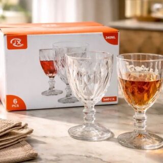 Set de 6 copas caladas vidrio cristal 290ml 202957