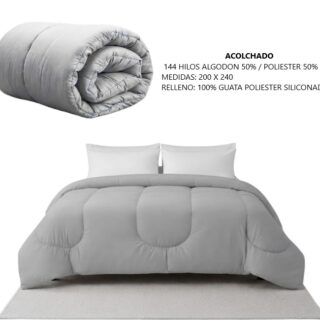 ACOLCHADO EDREDON KING SIZE GRIS LISO