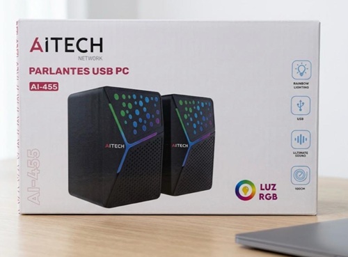 PARLANTE AITECH PARA PC C/ LUZ RGB