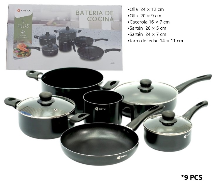 SET DE OLLA ANTIADHERENTE 9 PIEZAS