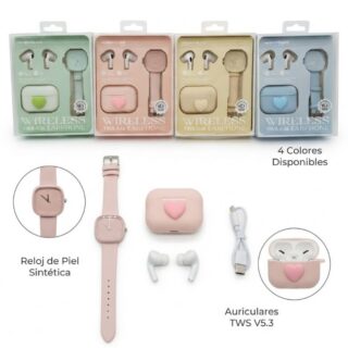 COMBO AURICULAR + RELOJ PASTEL