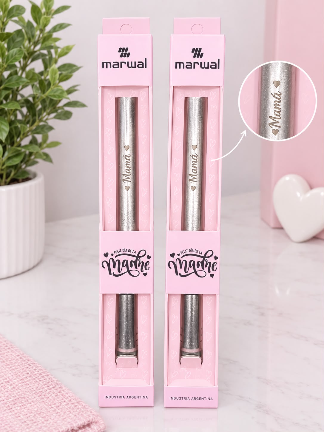 BOMBILLA CHATA ACERO INOX frase MAMA _____________