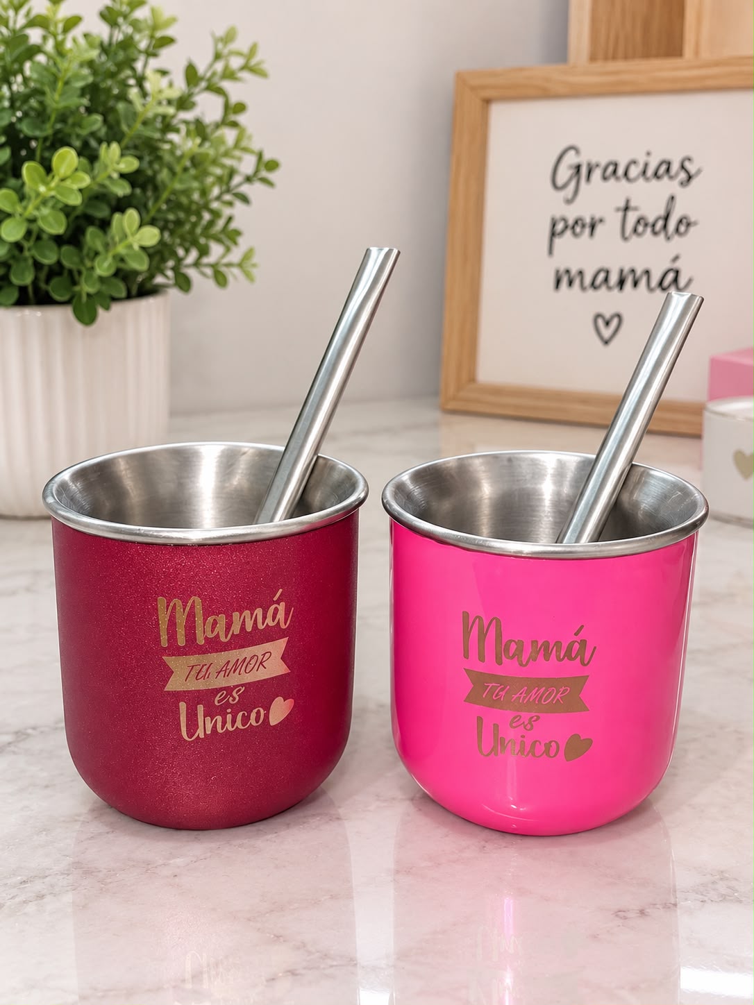 MATE ACERO + BOMBILLA dia de la MAMA _____________