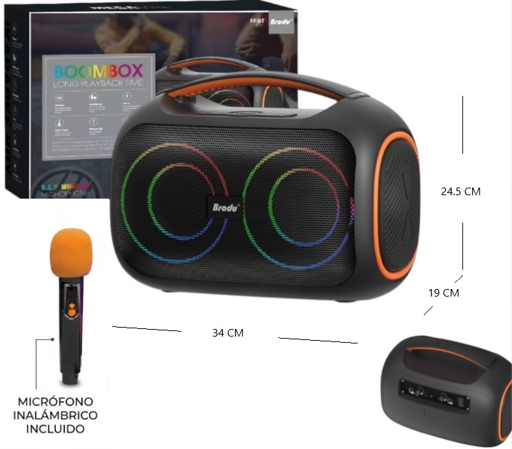 PARLANTE BOOMBOX BT/USB/TF 4PLG X2