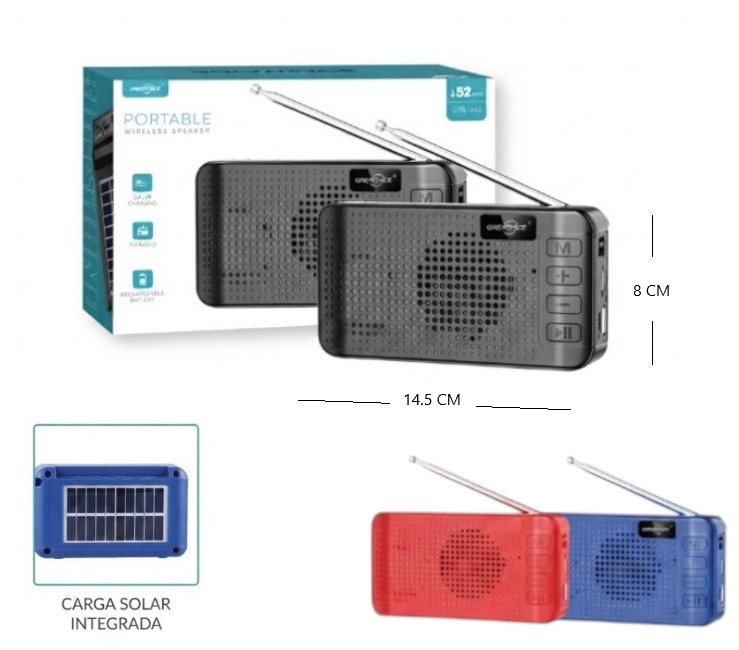RADIO PARLANTE FM C/PANEL SOLAR