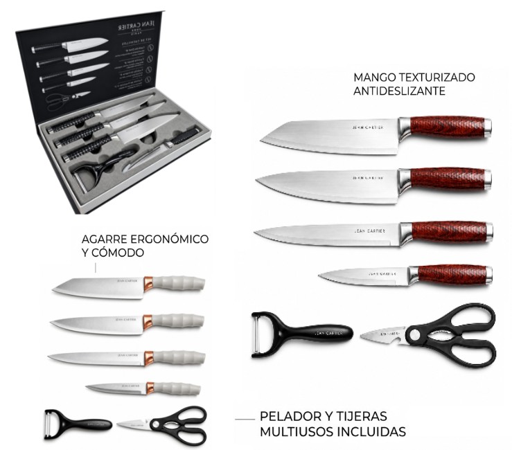SET CUCHILLOS 6 PCS JEAN CARTIER JC-C01NE JC-C01MA