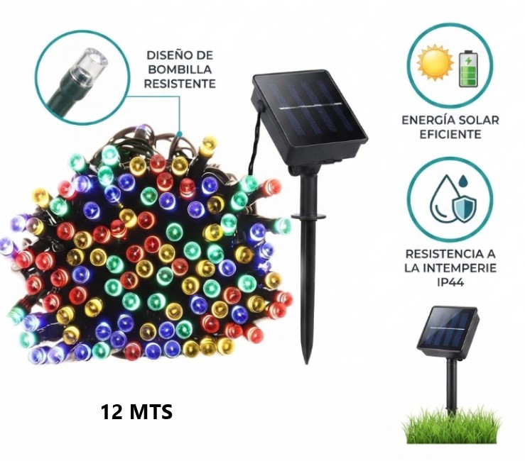 GUIRNALDA LED MULTICOLOR SOLAR 12MTS