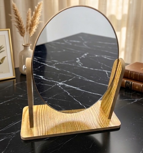 ESPEJO DE TOCADOR BASE BAMBU 16.6 cm x 22 cmM