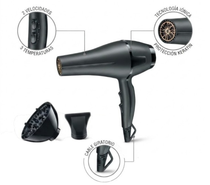HOG0429 SECADOR DE PELO 2 EN 1 DIFUSOR 1600W